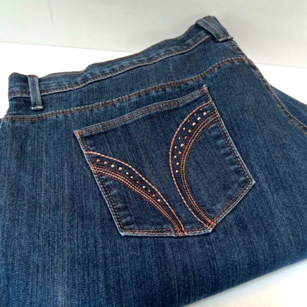 Gloria Vanderbilt Dark Wash Straight Leg Stretch Denim Crop Jeans Size 24W